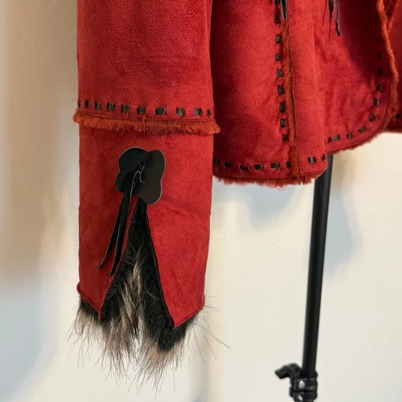 SOLD!! OFFERS INVALID! Regent Park Faux Suede Coat with Faux Fur Collar Size M - Picture 5 of 15